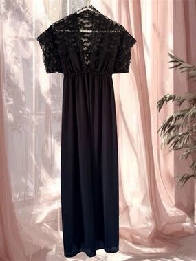 Superbrite by Bradley Black Nylon Lace Open Robe Size M